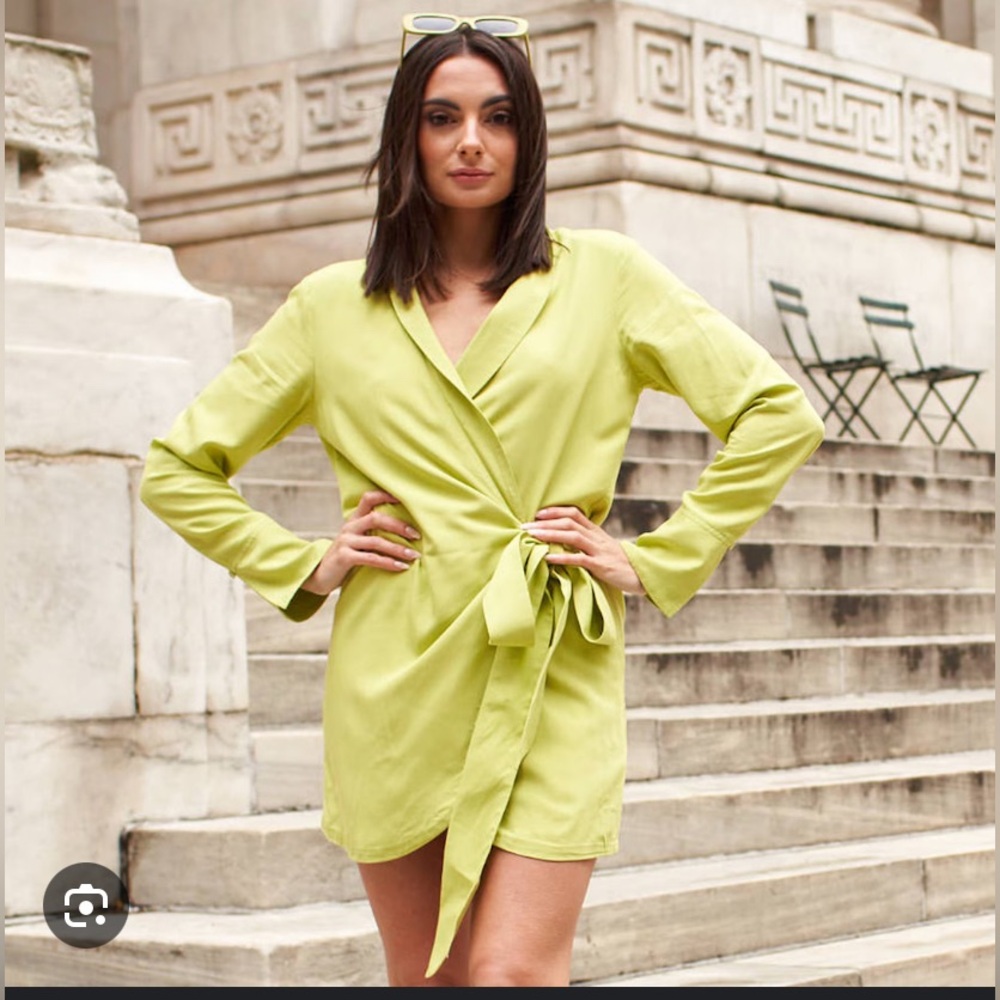 Paige DeSorbo x The Drop Lime Green Wrap Blazer Mini Dress Size M